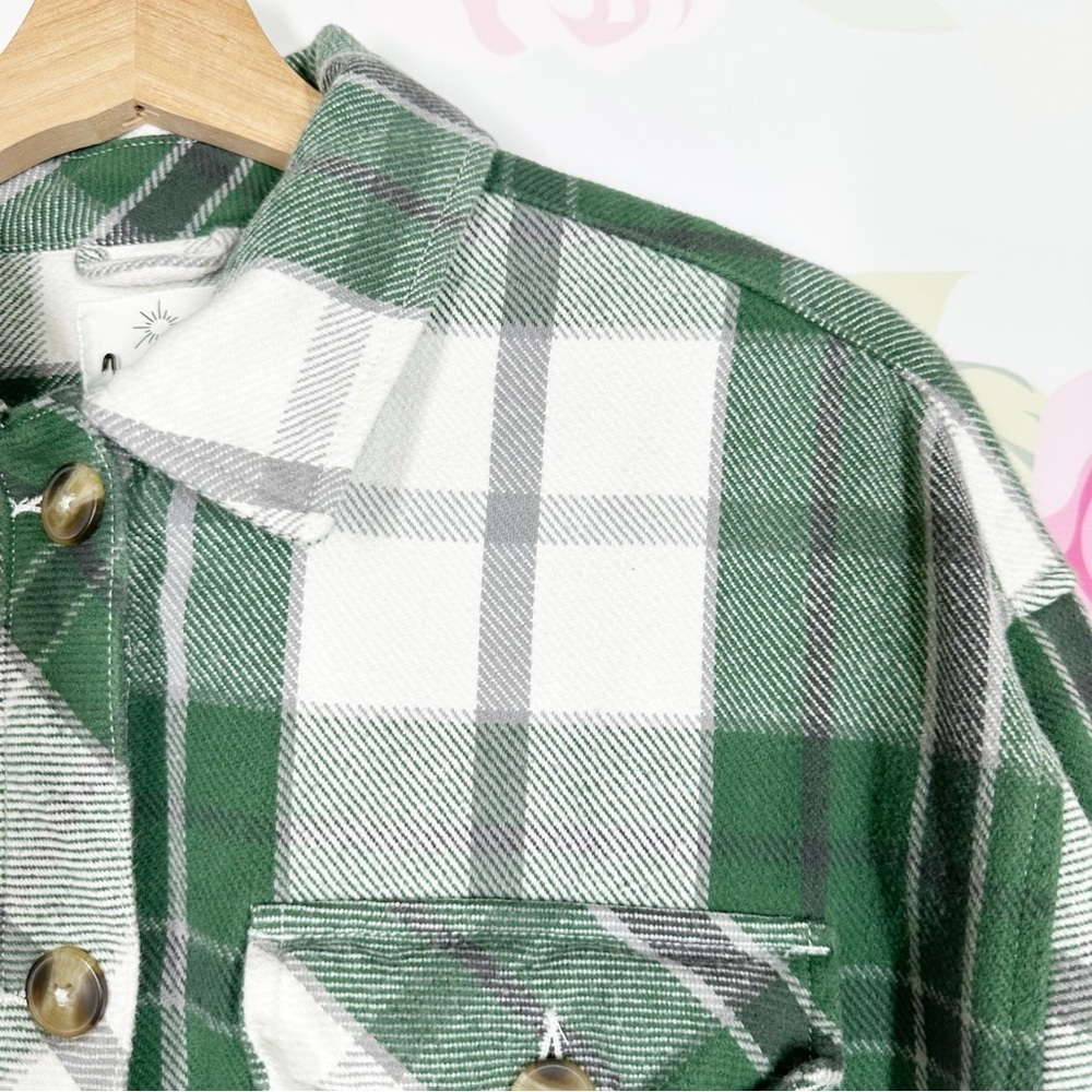 Aerie Offline Green Plaid Flannel Women's Shirt Jacket S - Picture 5 of 9